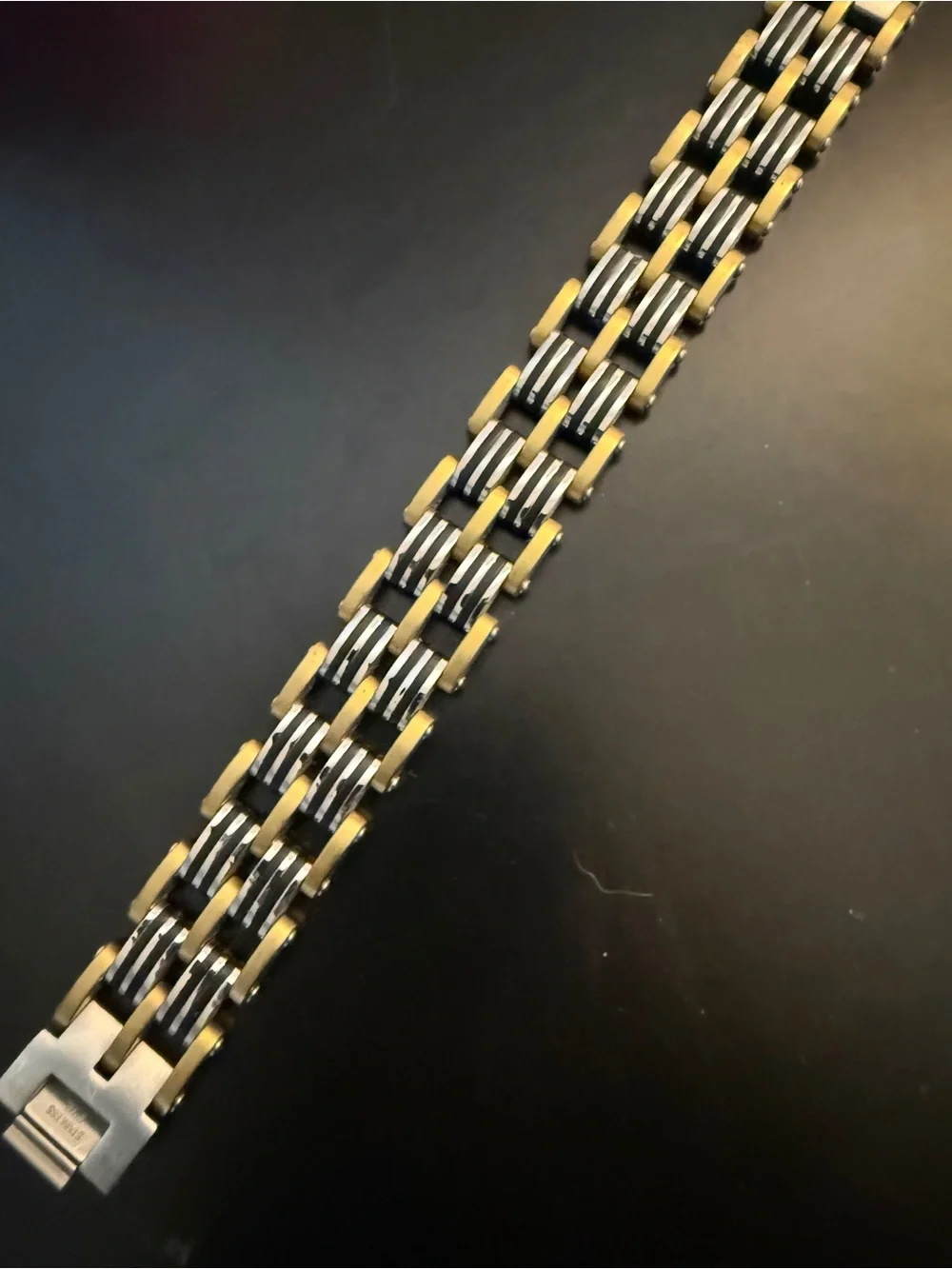 Invicta Gold and Black Stainless Steel Bracelet
